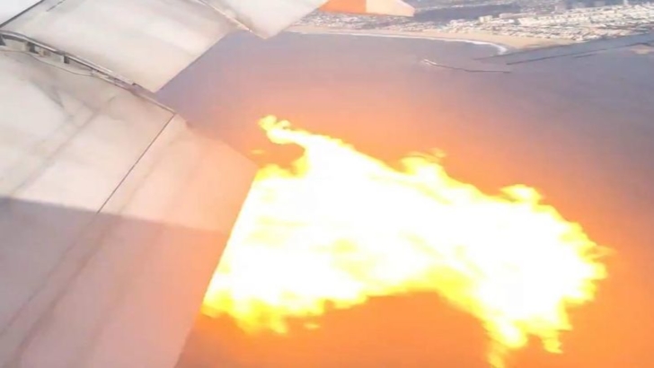 VIDEO Momente de groază într-un avion comercial. Un motor a luat foc în zbor!